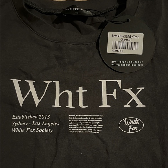 White Fox Boutique Tops - White Fox Boutique Charcoal Tee